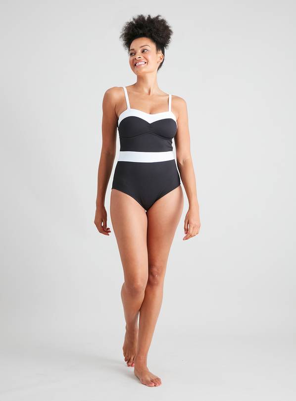 Buy Black Colour Block Medium Control Swimsuit - 8, Swimsuits