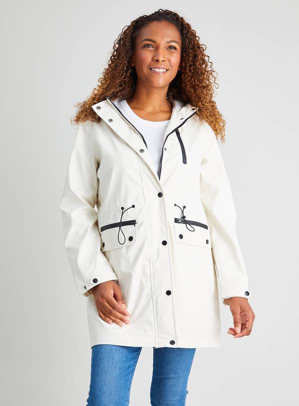 Cream Waterproof Hooded Raincoat - 12