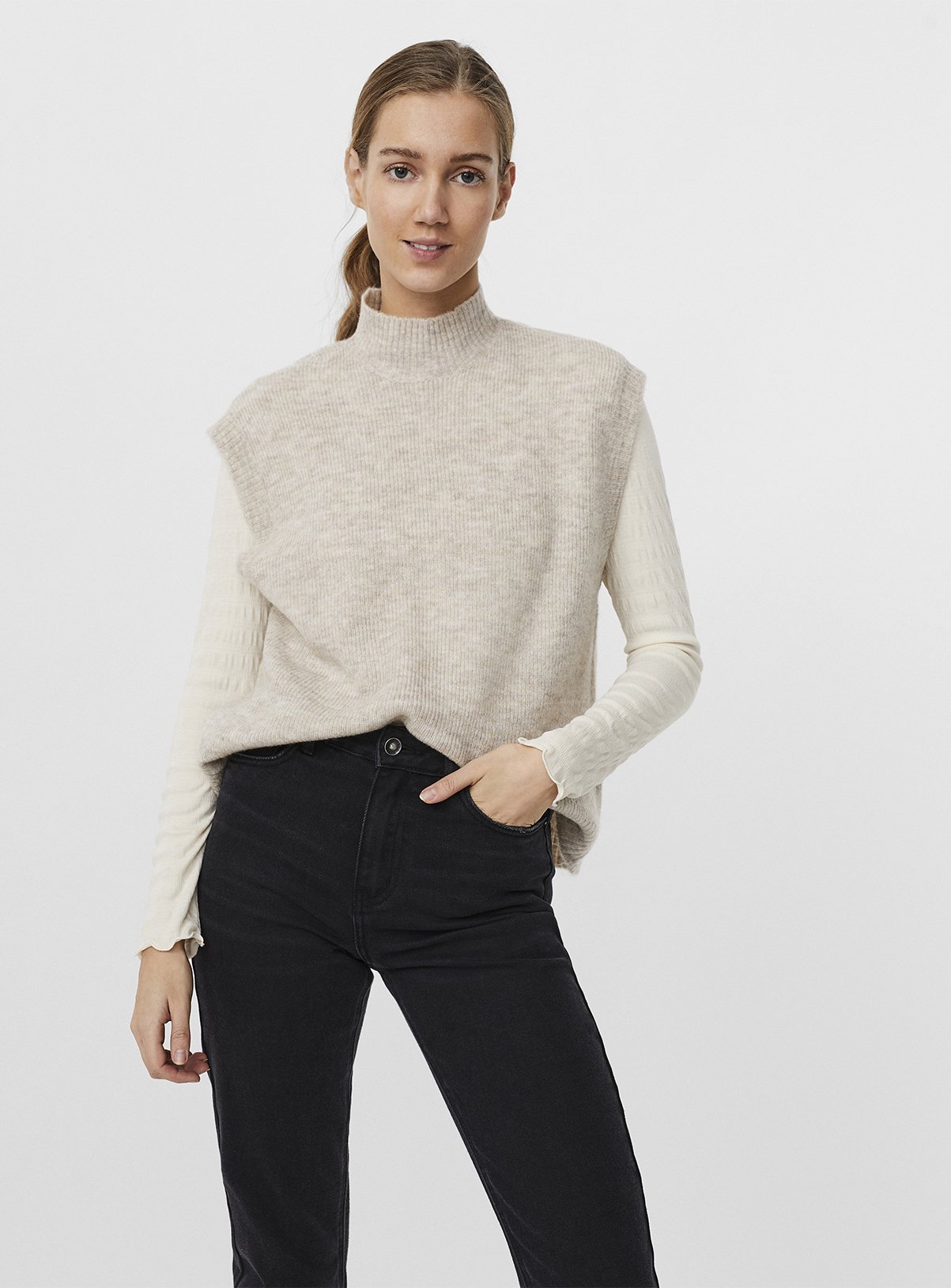 high neck knitted vest