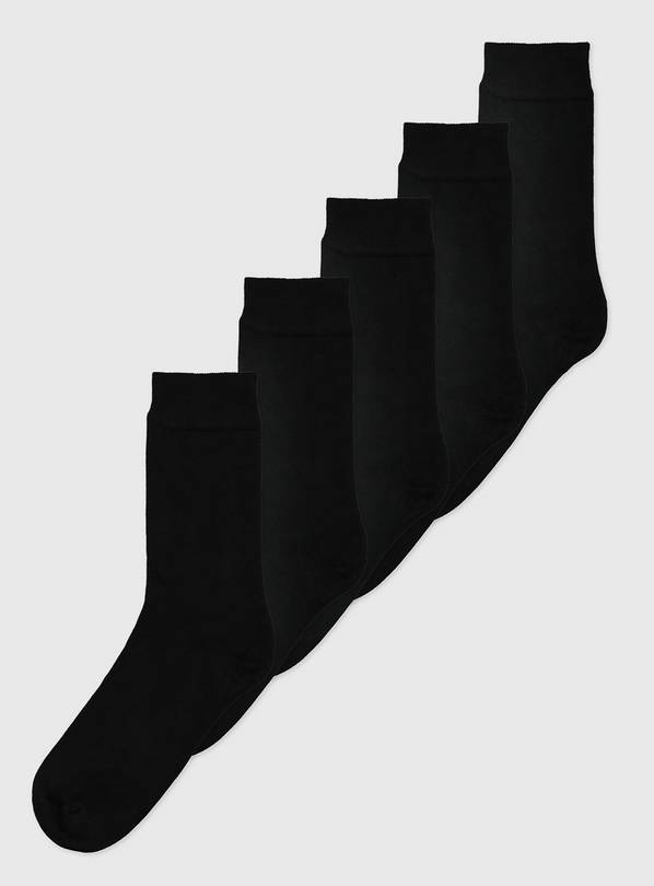 Black Luxury Bamboo Socks 5 Pack - 9-12