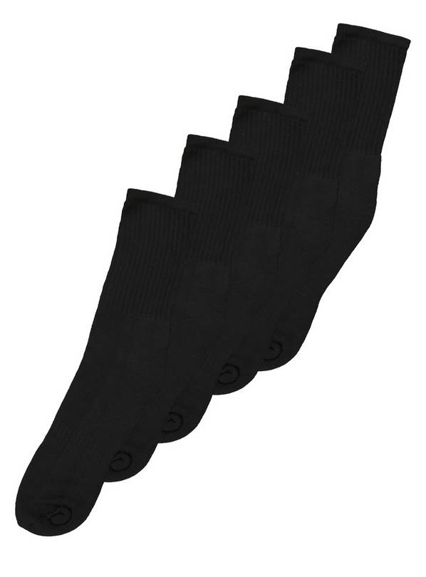 Buy Black Sports Ankle Socks With Arch Support 5 Pack - 12-14 ...
