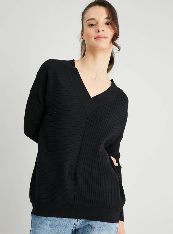 Buy Black Ribbed Knitlook Sweater - 10 | Jumpers | Argos