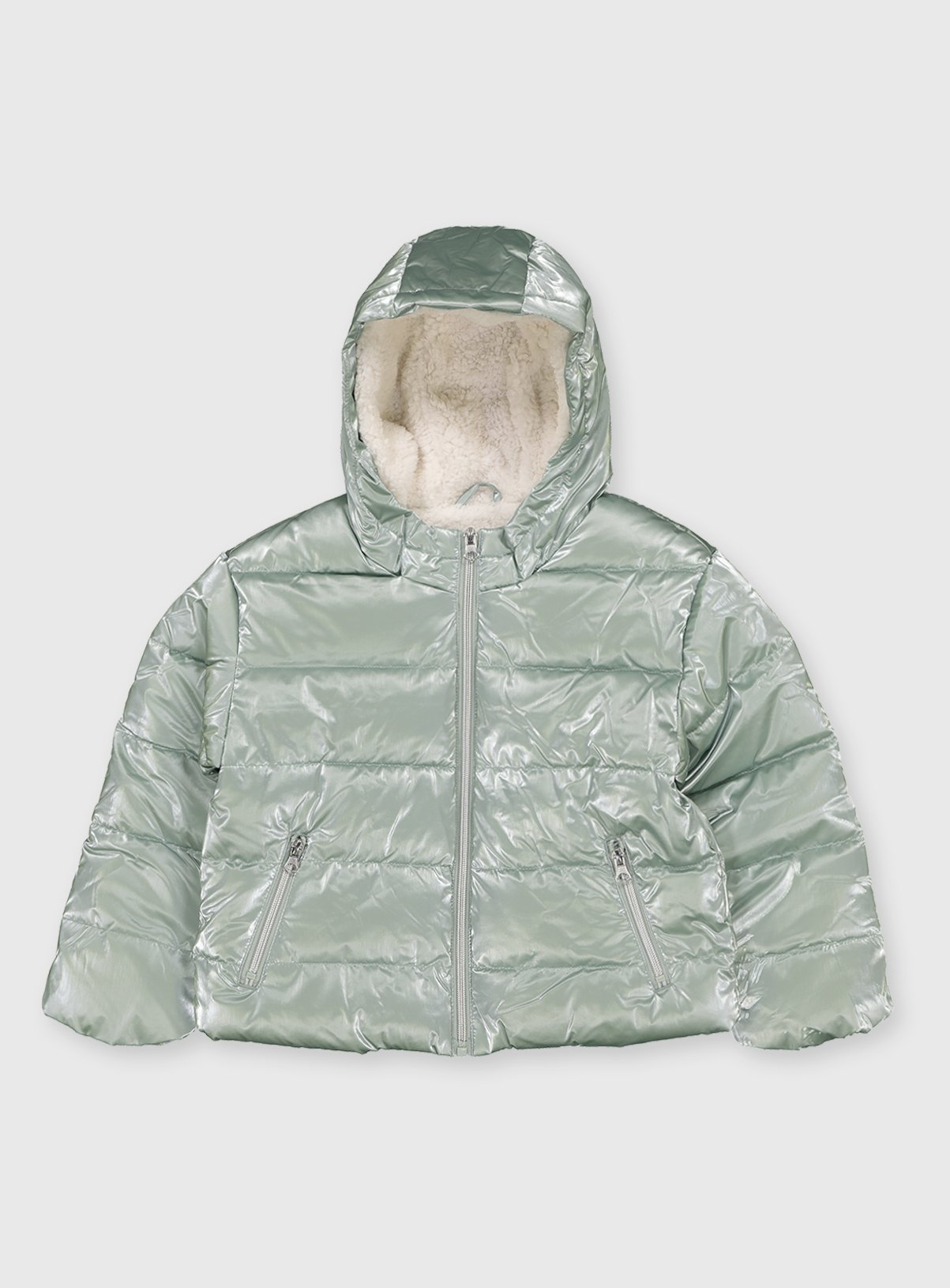 Green Shiny Puffer Coat With Hood review