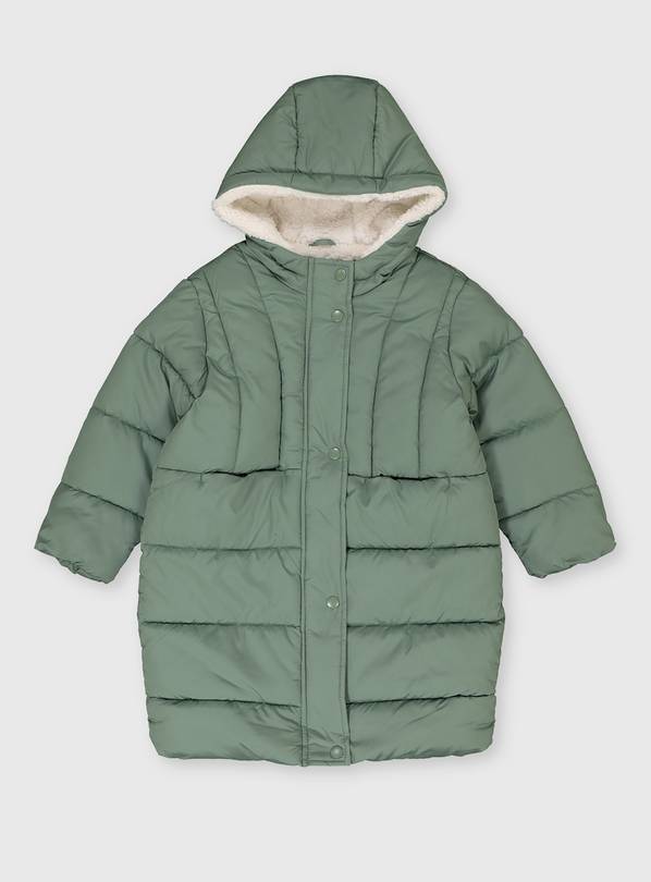 Green Longline Puffer Coat - 4-5 years