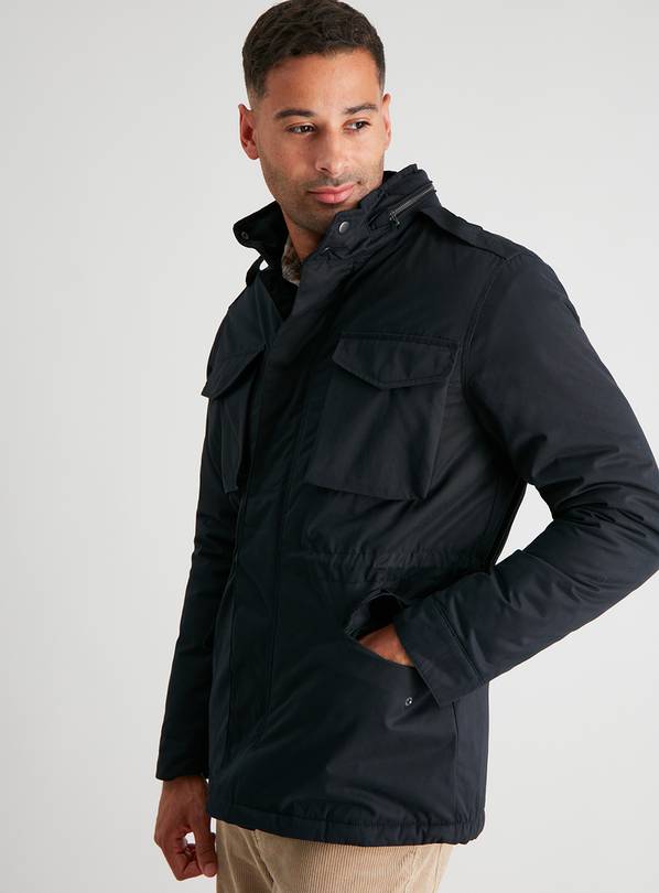 Black Shower Resistant Hooded Coat - M
