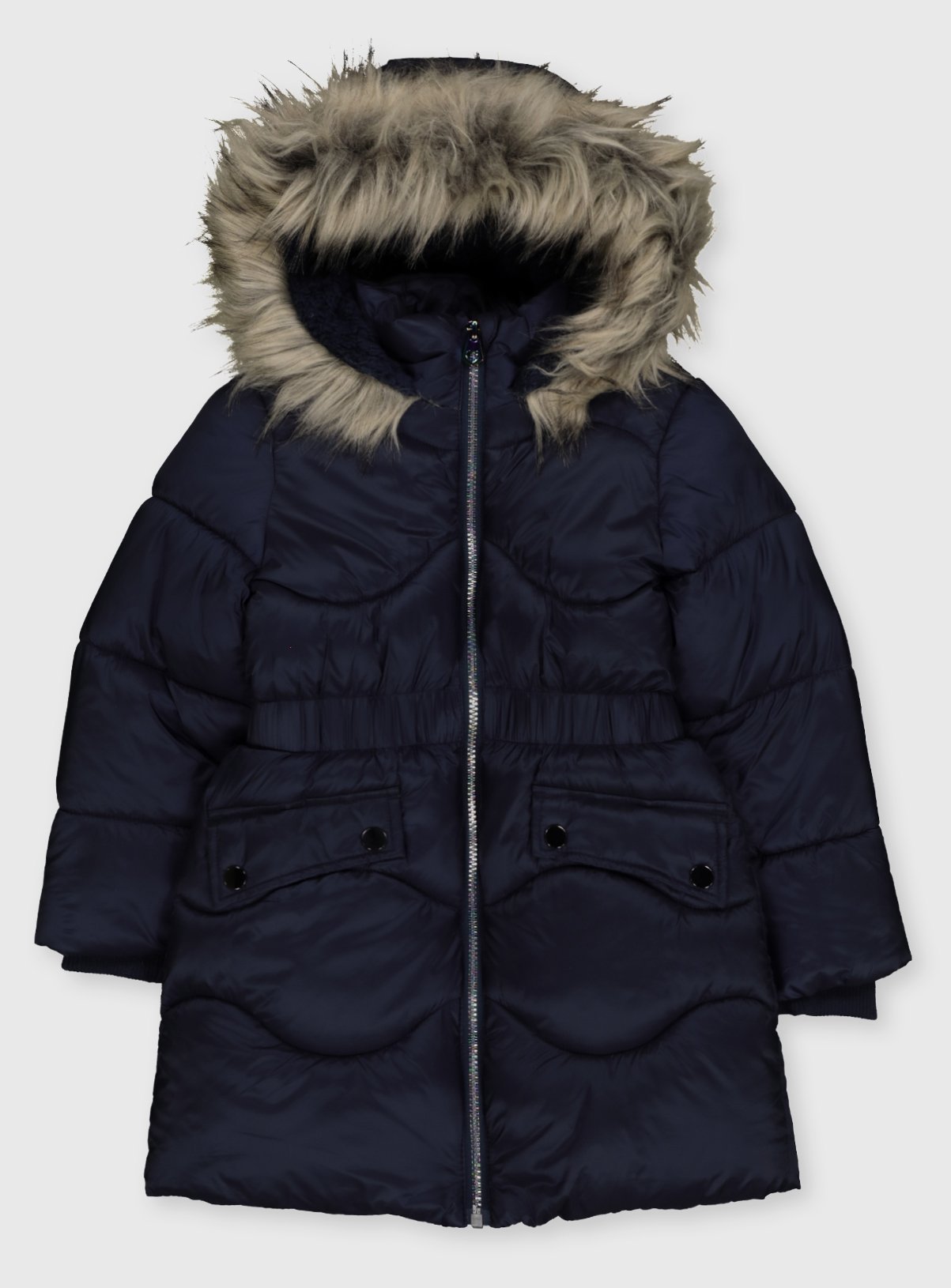 Navy Padded Jacket With Faux Fur Trim Hood review