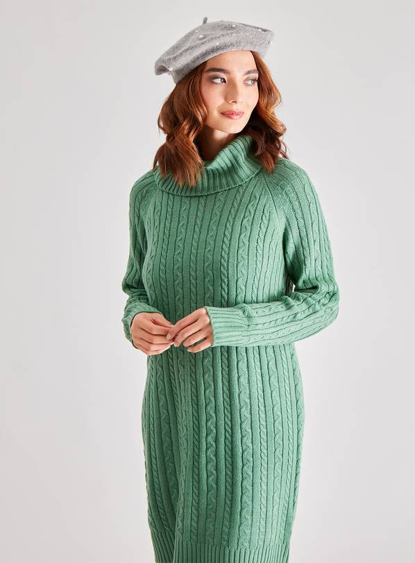 Green cable hotsell knit sweater dress