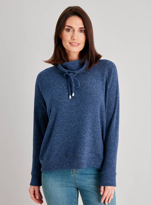 Navy Soft Touch Cowl Neck Top - 22