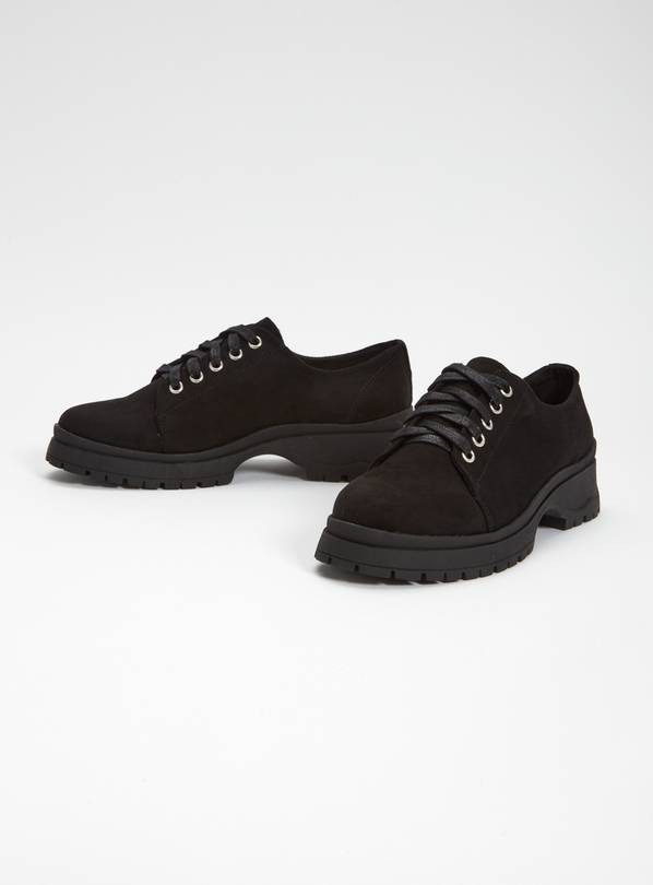 Black Faux Suede Lace Up Shoes - 7