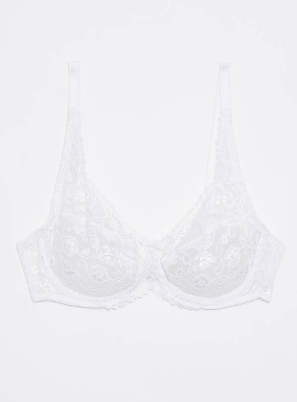 White Recycled Lace Comfort Full Cup Bra - 34DD