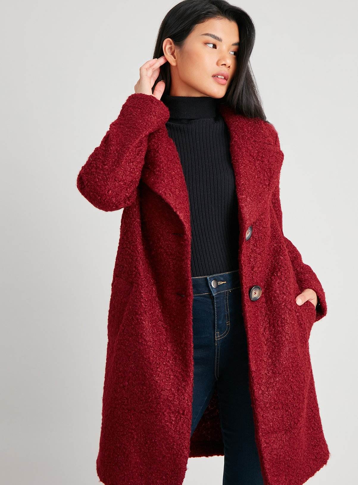 petite burgundy coat