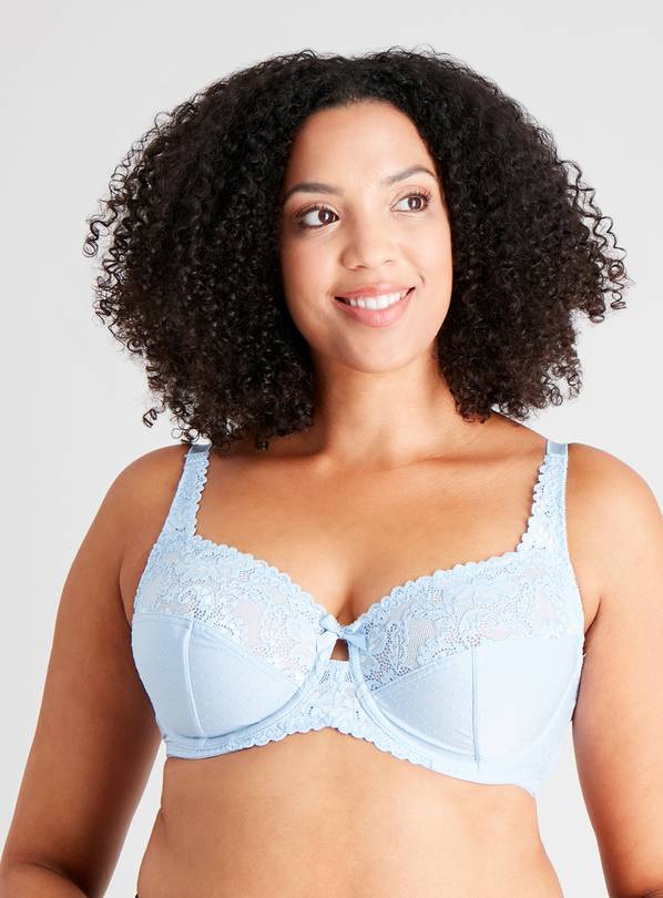 Buy DD+ Blue Recycled Lace Comfort Full Cup Bra - 36GG, Bras
