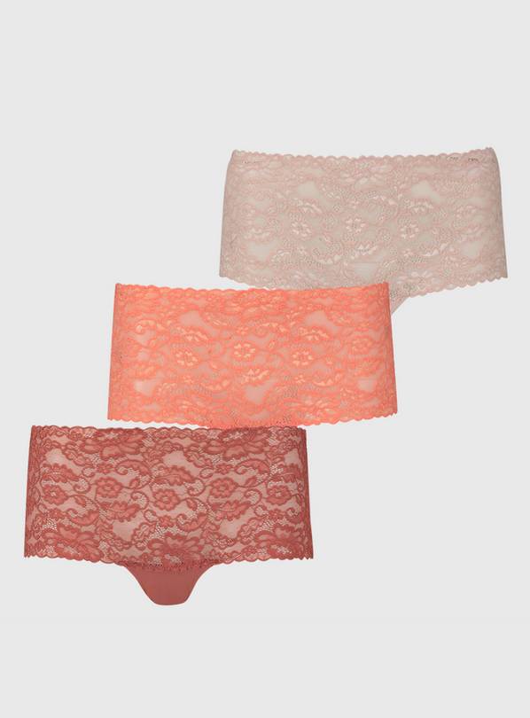 Coral & Pink Galloon Lace Knicker Shorts - 10