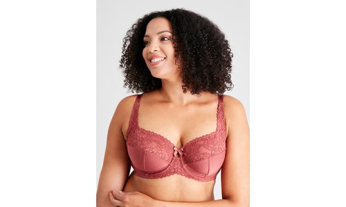 Brown Lace Underwired Full Cup Bra - Size 38G UK