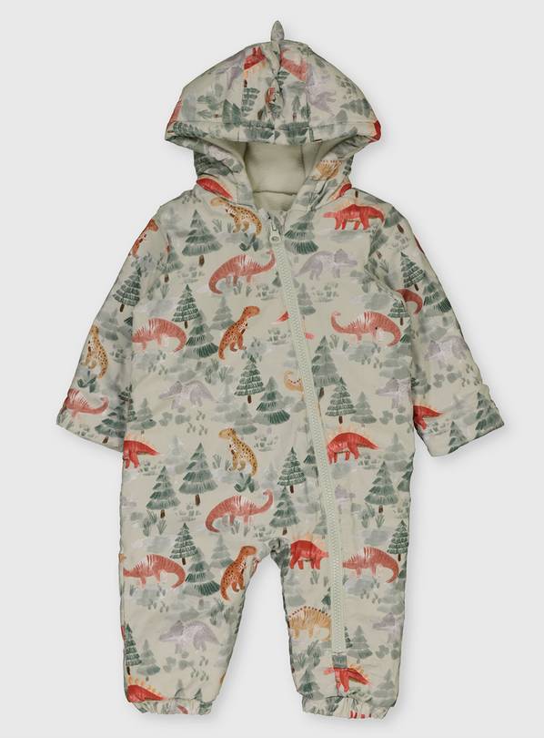 Green Forest Dinosaur Corduroy Snowsuit - Up to 3 mths