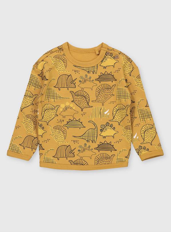 Mustard Dinosaur Long Sleeved Sweater - Up to 1 mth
