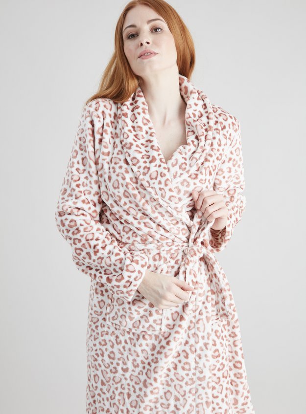 pink leopard print dressing gown