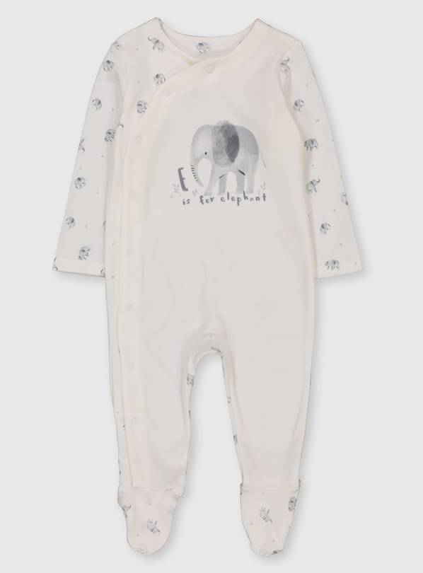 Elephant Organic Cotton Sleepsuit - 9-12 months
