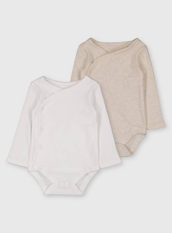 Oatmeal & White Organic Bodysuit 2 Pack - Up to 3 mths