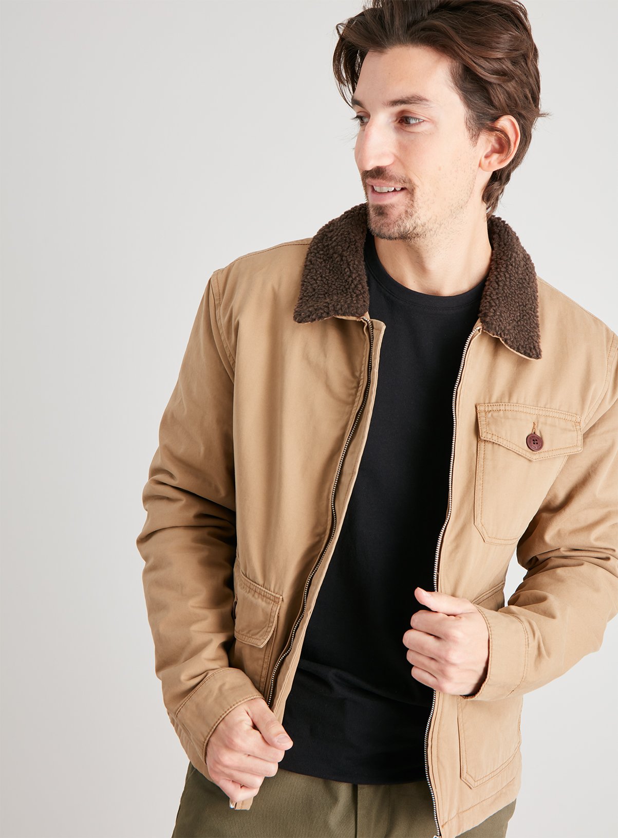 UNION WORKS Stone Zip-Through Jacket With Borg Collar review