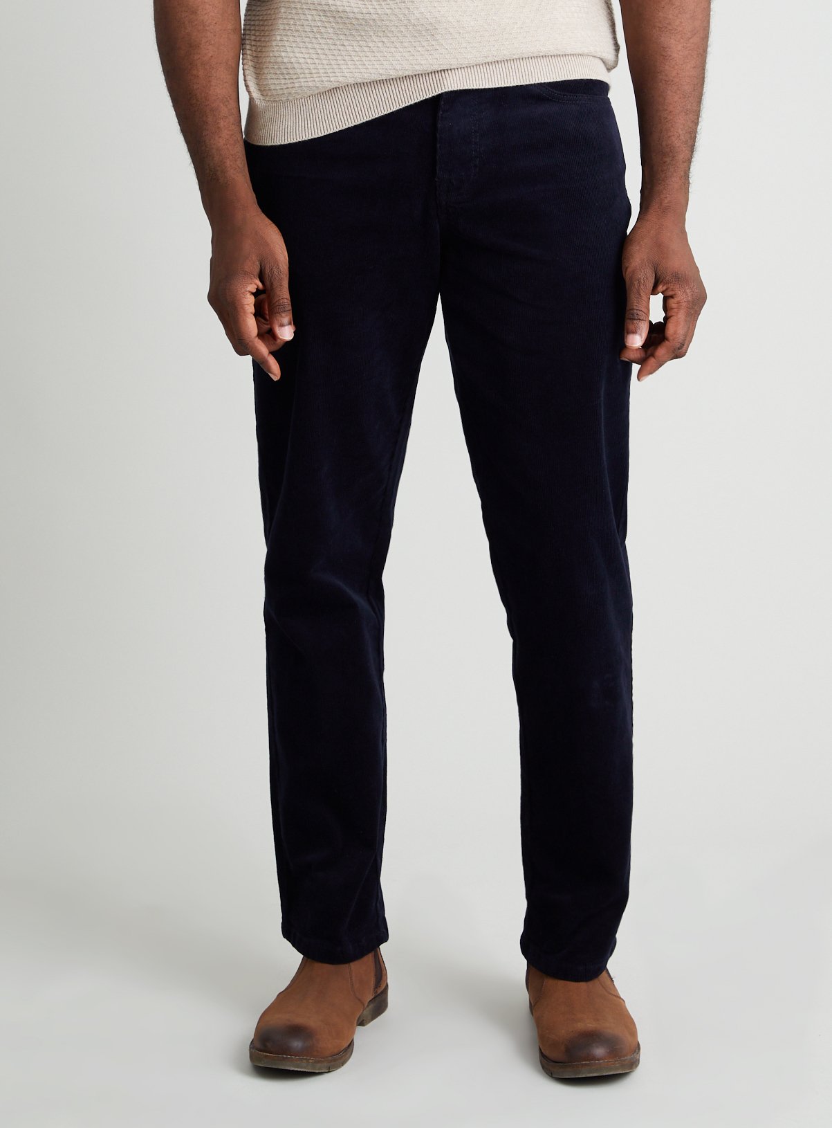 regular fit corduroy trousers with stretch