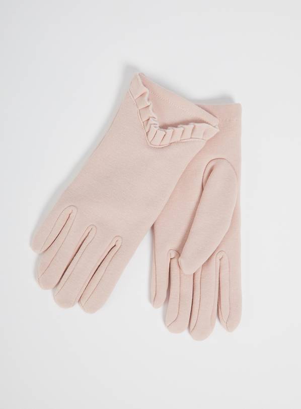 Pale Pink Ruffle Gloves - One Size