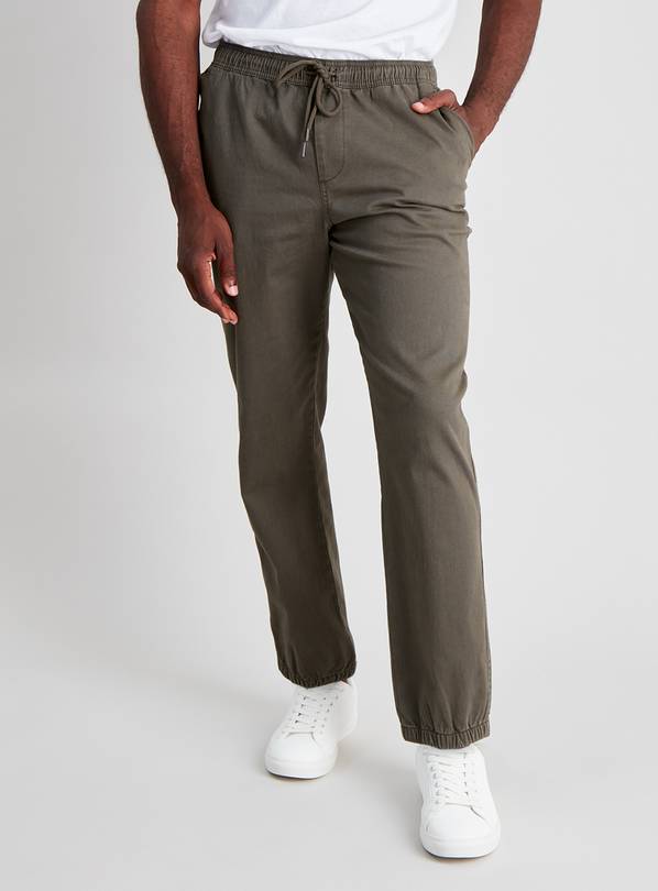 Khaki Loose Fit Twill Pull-On Jogger - S