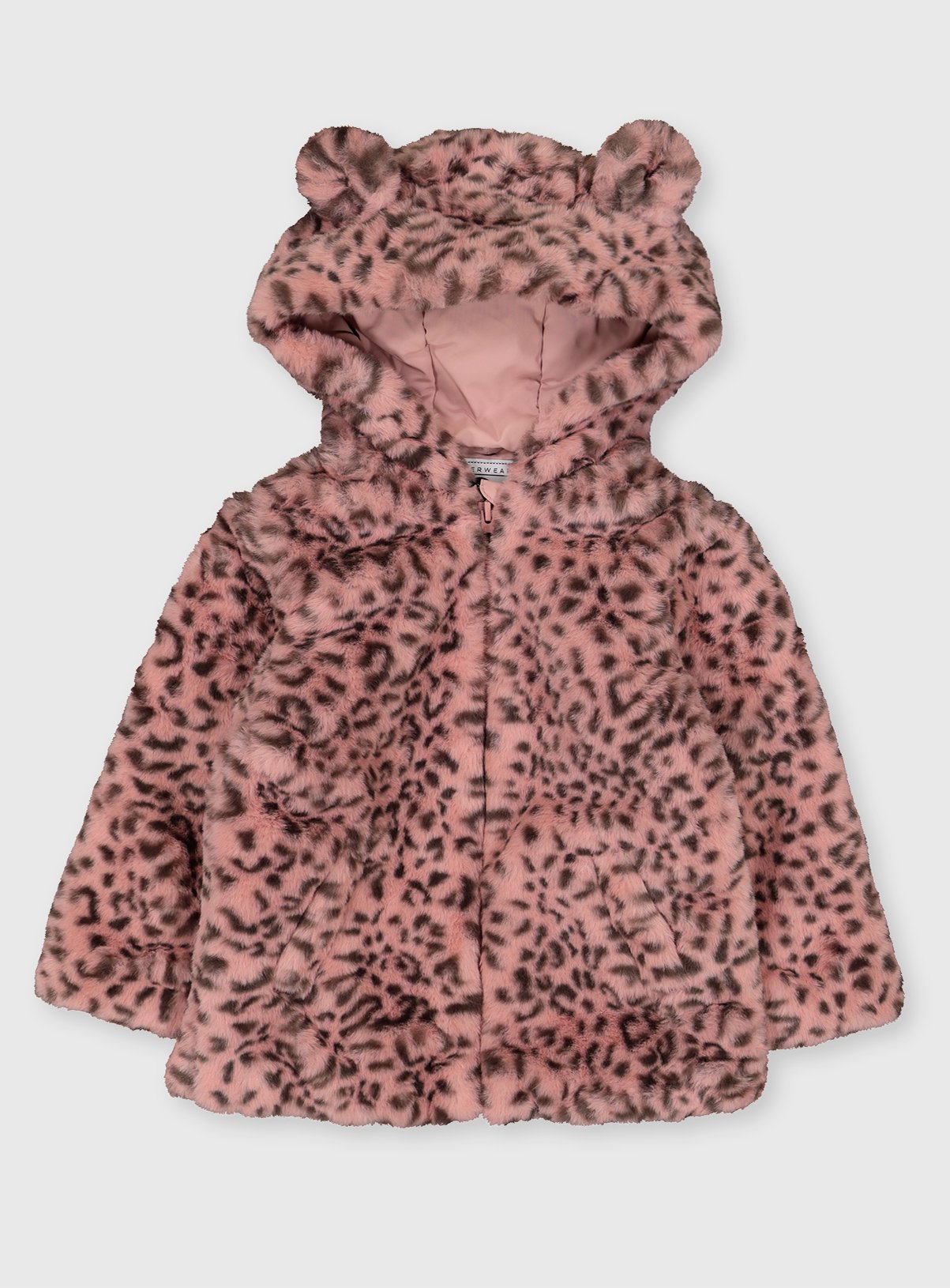 Pink Animal Print Faux Hooded Coat With Ears review