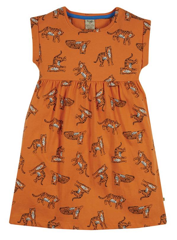 FRUGI GOTS Orange Jersey Tiger Dress - 3-4 years