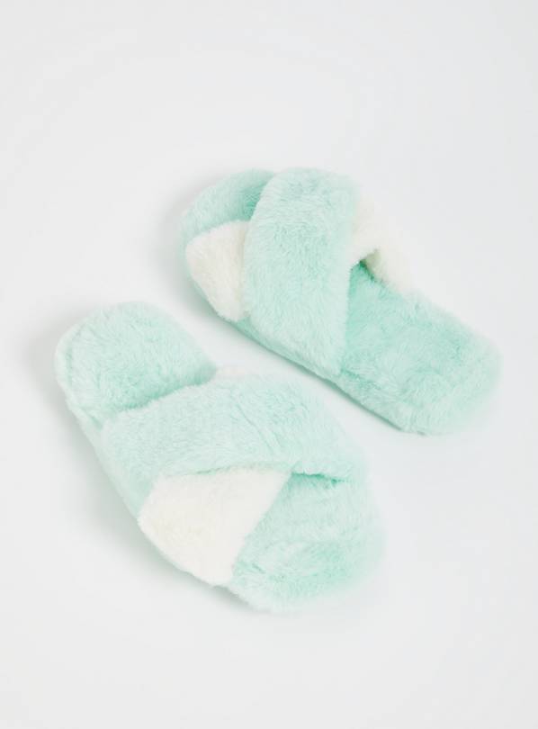 Mint Green Crossover Slider Slippers - 10-11 Infant