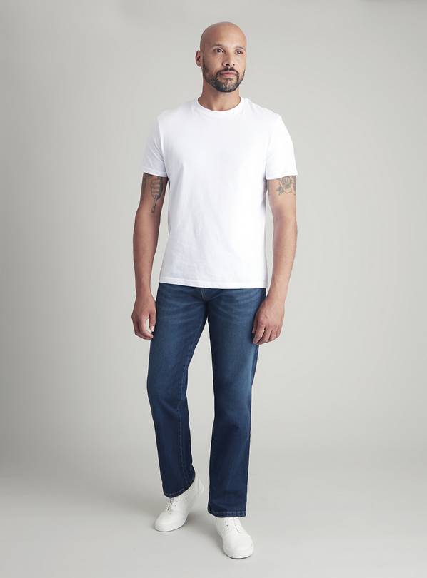 Mid Wash Denim Straight Fit Ultimate Comfort Jeans - W32 L34