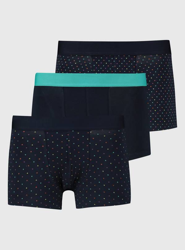 Navy Neon Spot Hipsters 3 Pack - XL