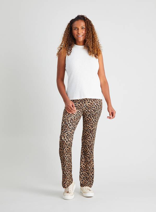 Leopard print sale kick flare trousers