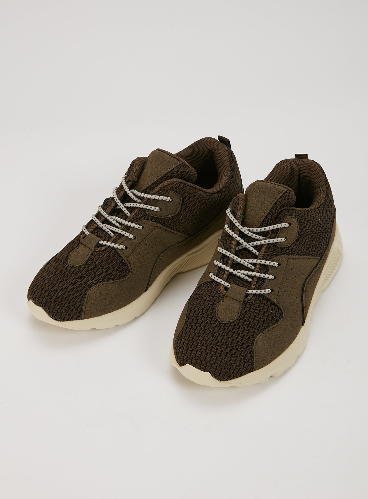 khaki knitted trainers