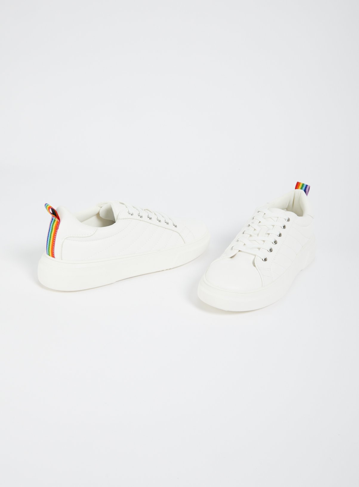 white trainers with rainbow