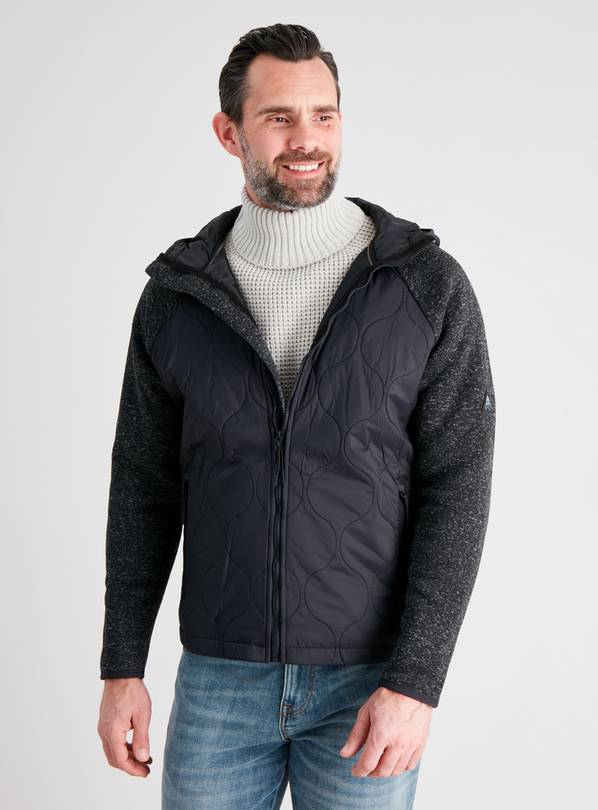 Black Soft Knit Quilted Panel Jacket - XXXL