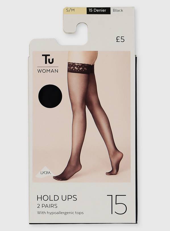 Buy Black 15 Denier Hold Ups 2 Pairs - S/M, Tights