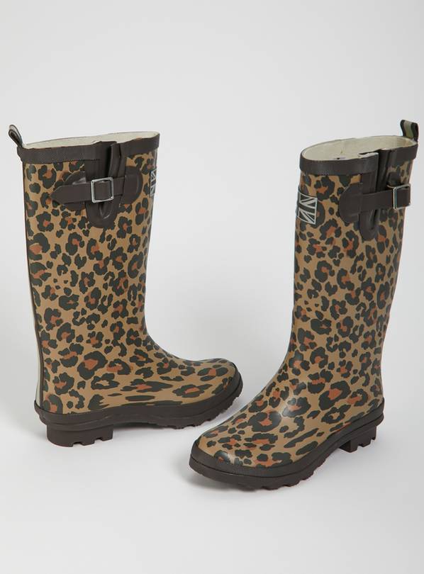 Buy Brown Animal Print Wellies - 8 | Wellies | Argos