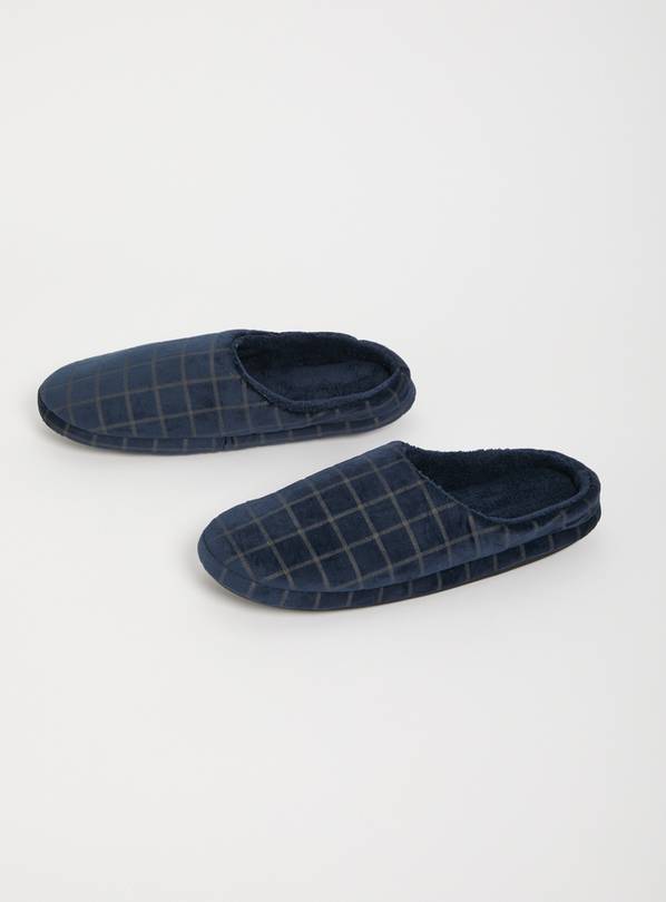 Buy Navy Check Mule Slippers S Slippers Argos