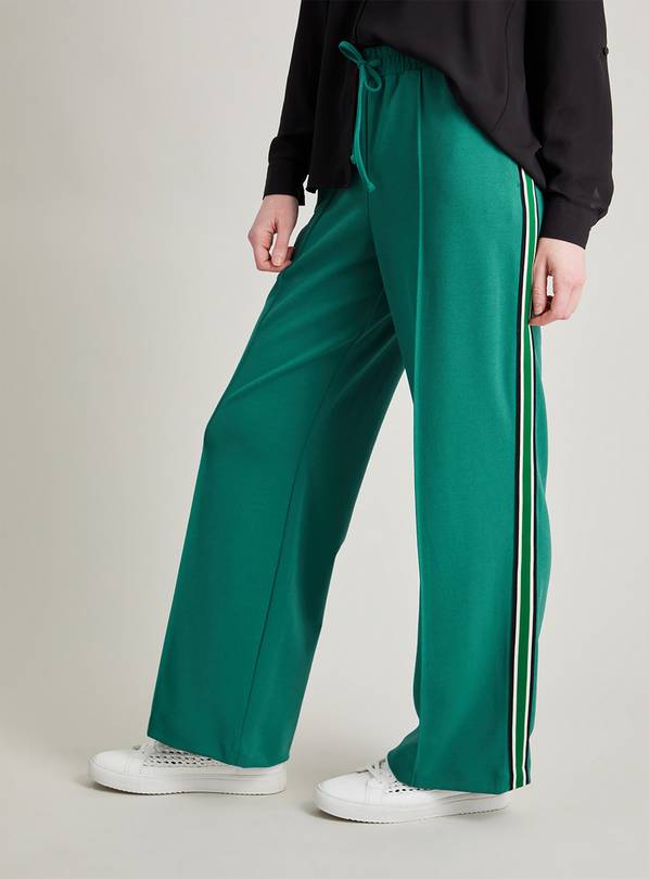 Buy Green Side Stripe Wide Leg Trousers - 14 | Trousers | Argos