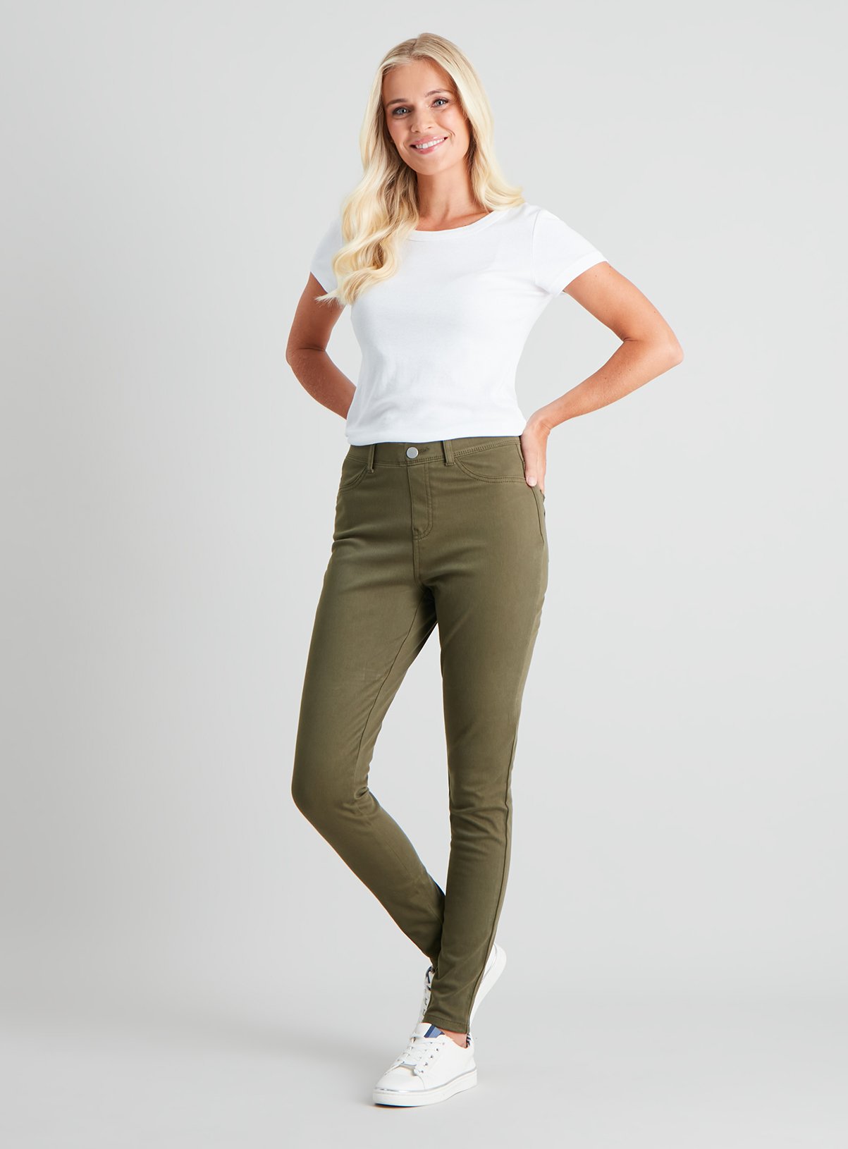 khaki jeggings