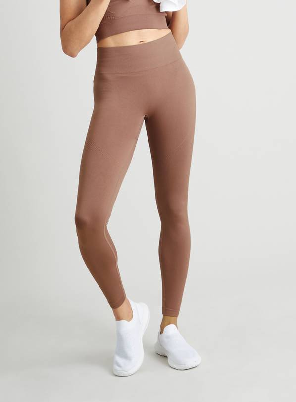 Active Brown Seamless Coord Leggings - S