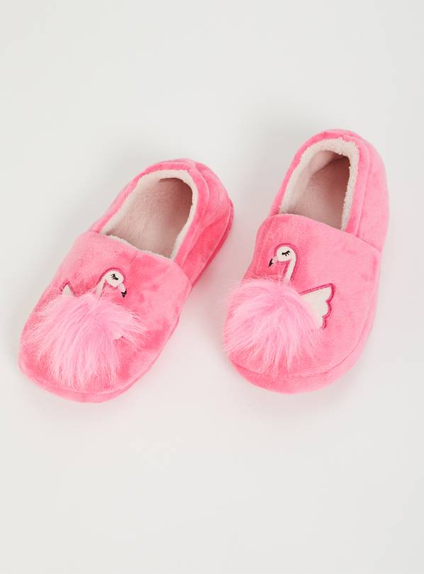 Pink Flamingo Full Slippers - 6-7 Infant