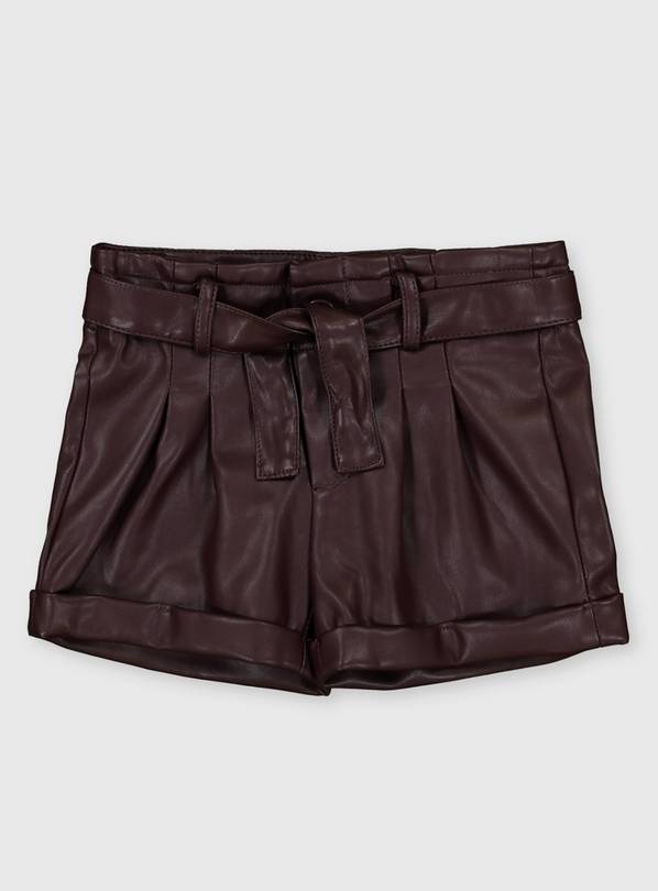 Plum Faux Leather Shorts - 10 years