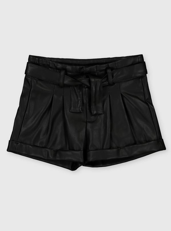 Black Faux Leather Shorts - 11 years