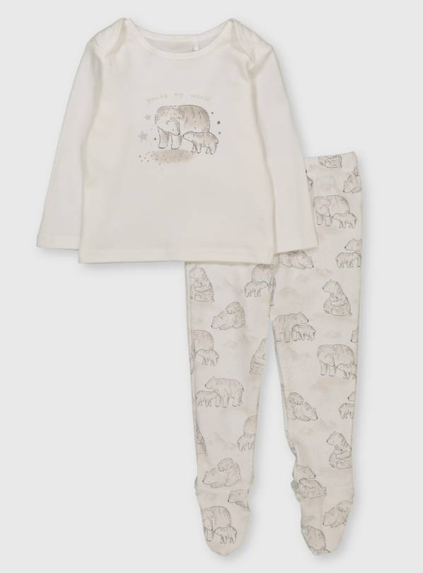 White Organic Cotton Polar Bear Pyjamas - 3-6 months