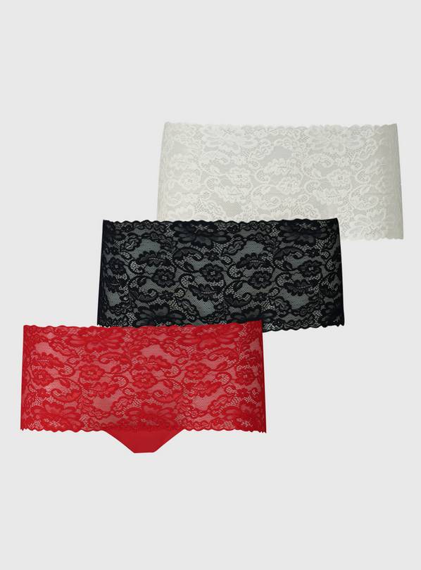 Red, Black & White Galloon Lace Knicker Shorts - 18