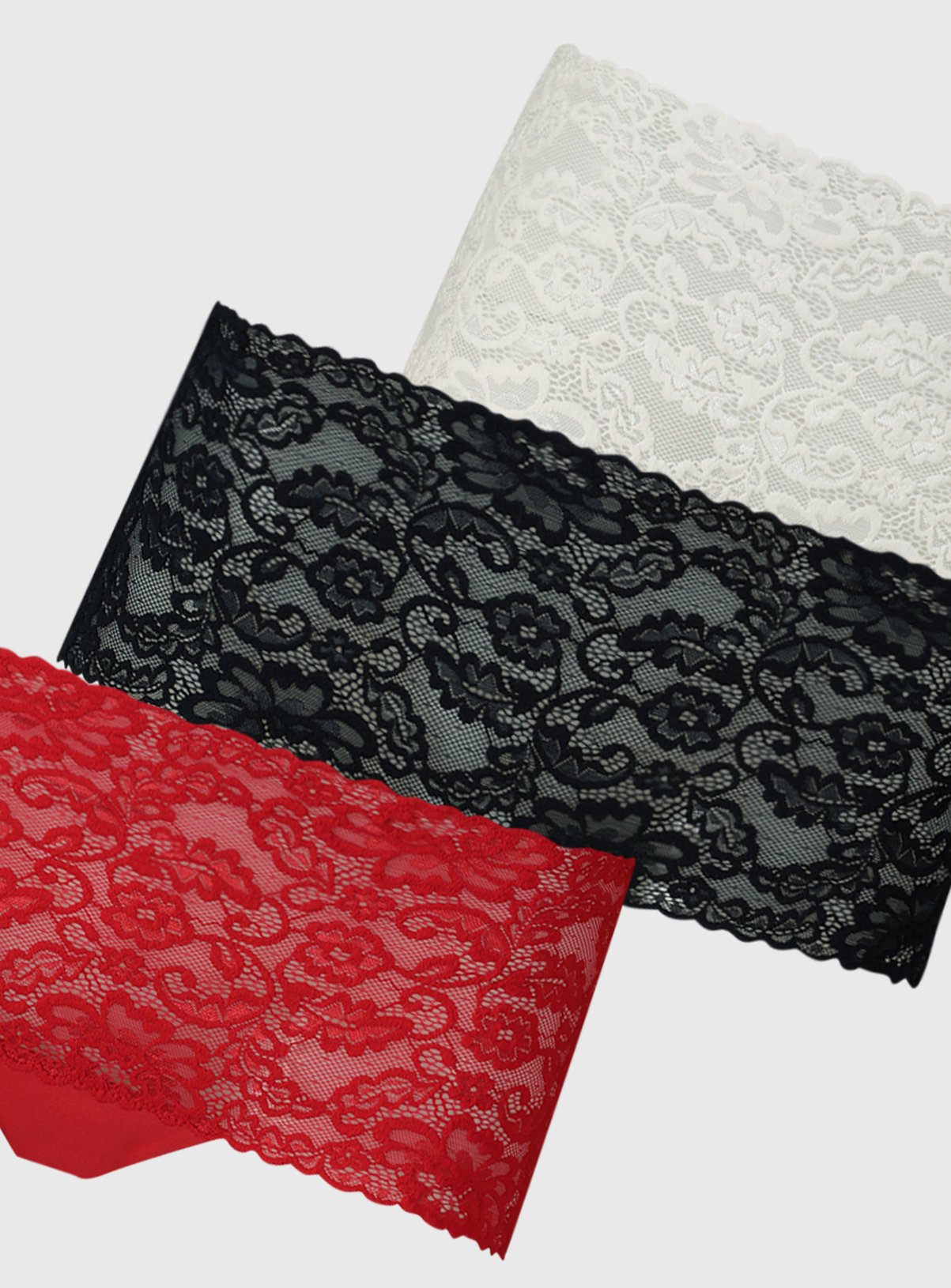 sku 3pk Wide Galloon Short Lisa Lace:Red:20 - Image 2 thumbnail