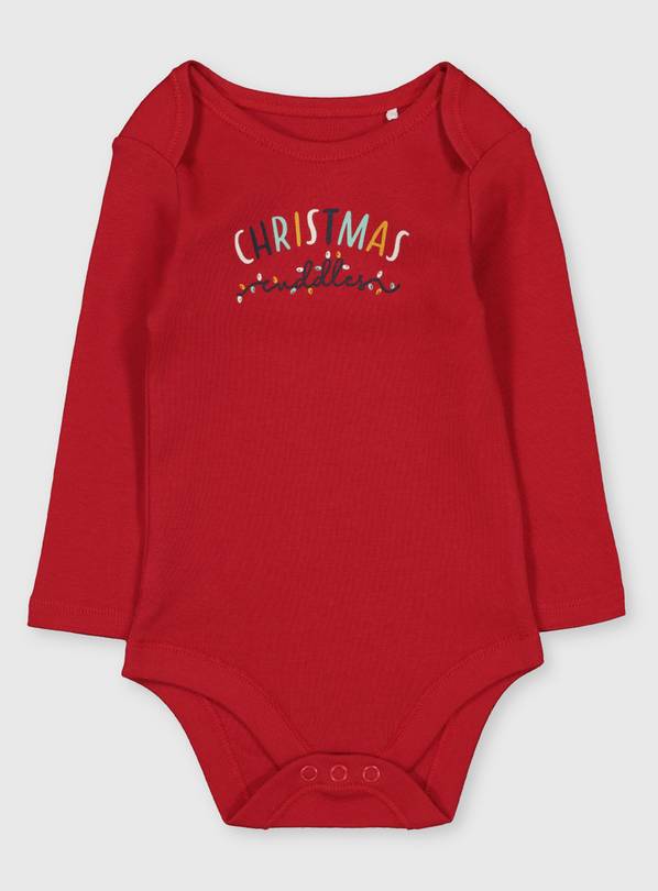 Christmas Red Slogan Bodysuit - Up to 3 mths