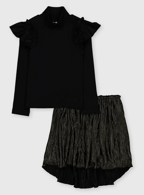 Black Top & Gold Party Skirt - 8 years